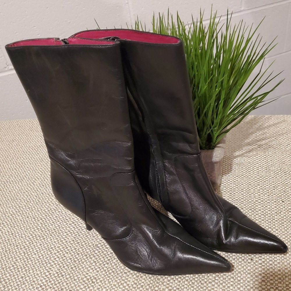 Women's Black/Hot Pink Leather Boots Madden 7